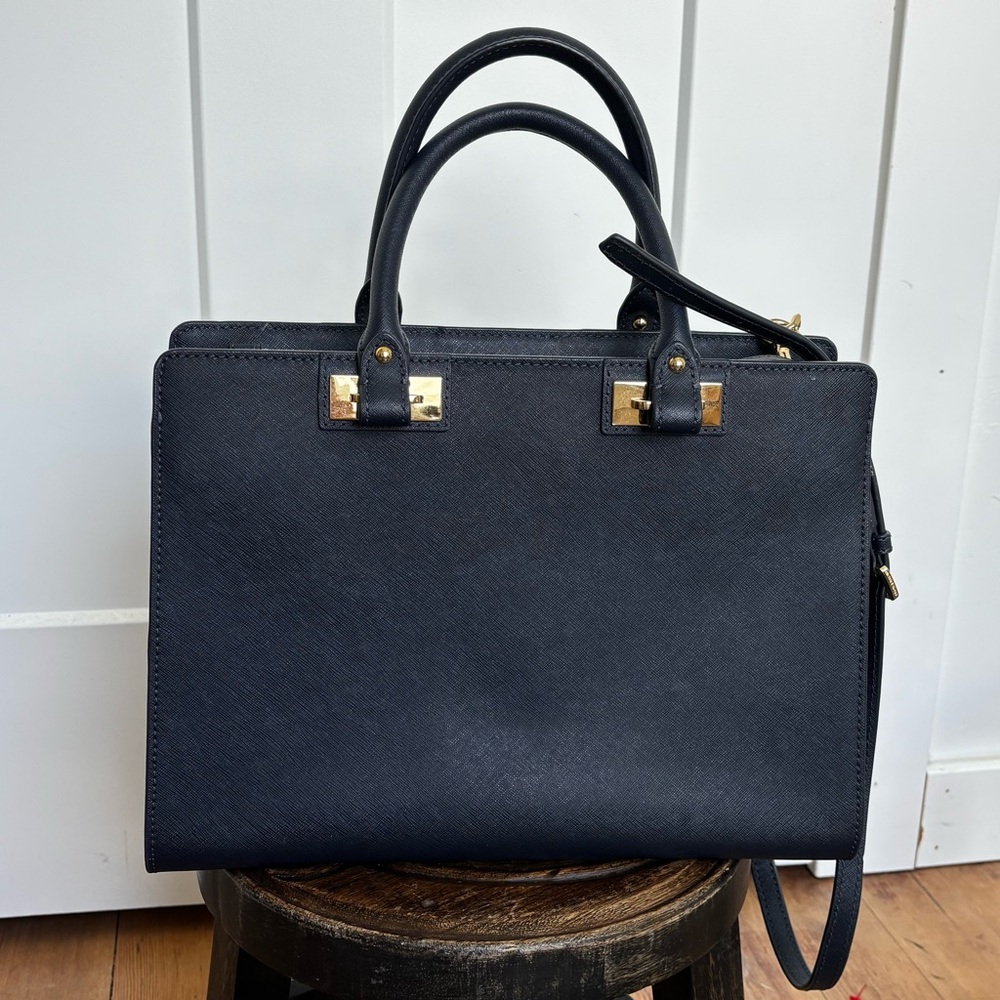 MICHAEL KORS Quinn Large Saffiano Leather Satchel (Color: Navy Blue) - Picture 8 of 15